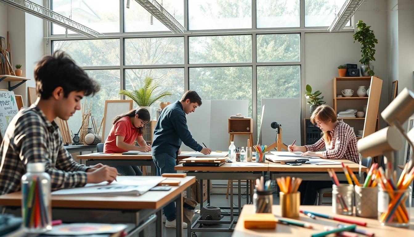 Students working in research laboratory